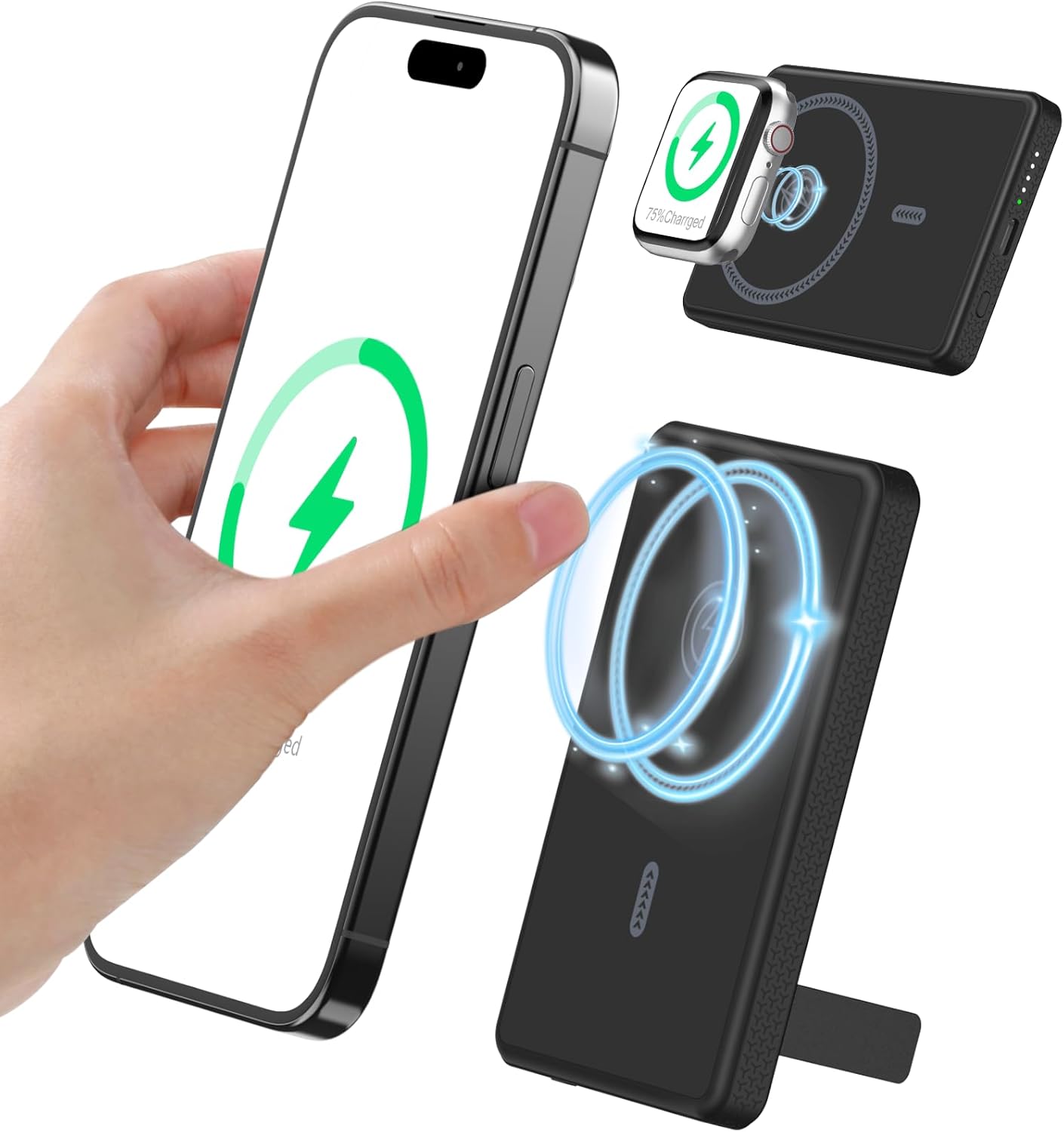 Magnetic Power Bank 10000mAh, Wireless Fast Charging Portable Charger, Foldable Stand Slim Power Bank,for Apple Watch,Mini Battery Pack Compatible for iPhone 12/13/14 Plus/Mini Series (Black) Magnetic Power Bank 10000mAh, Wireless Fast Charging Portable Charger, Foldable Stand Slim Power Bank,for Apple Watch,Mini Battery Pack Compatible for iPhone 12/13/14 Plus/Mini Series (Black)